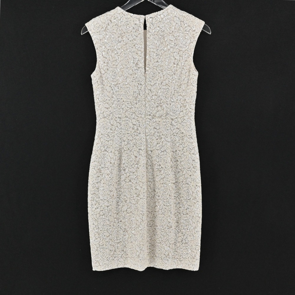 Ralph Lauren Lace Sheath Dress Womens Size 2 Ivory Formal Sequin Sleeveless LRL - Picture 3 of 15